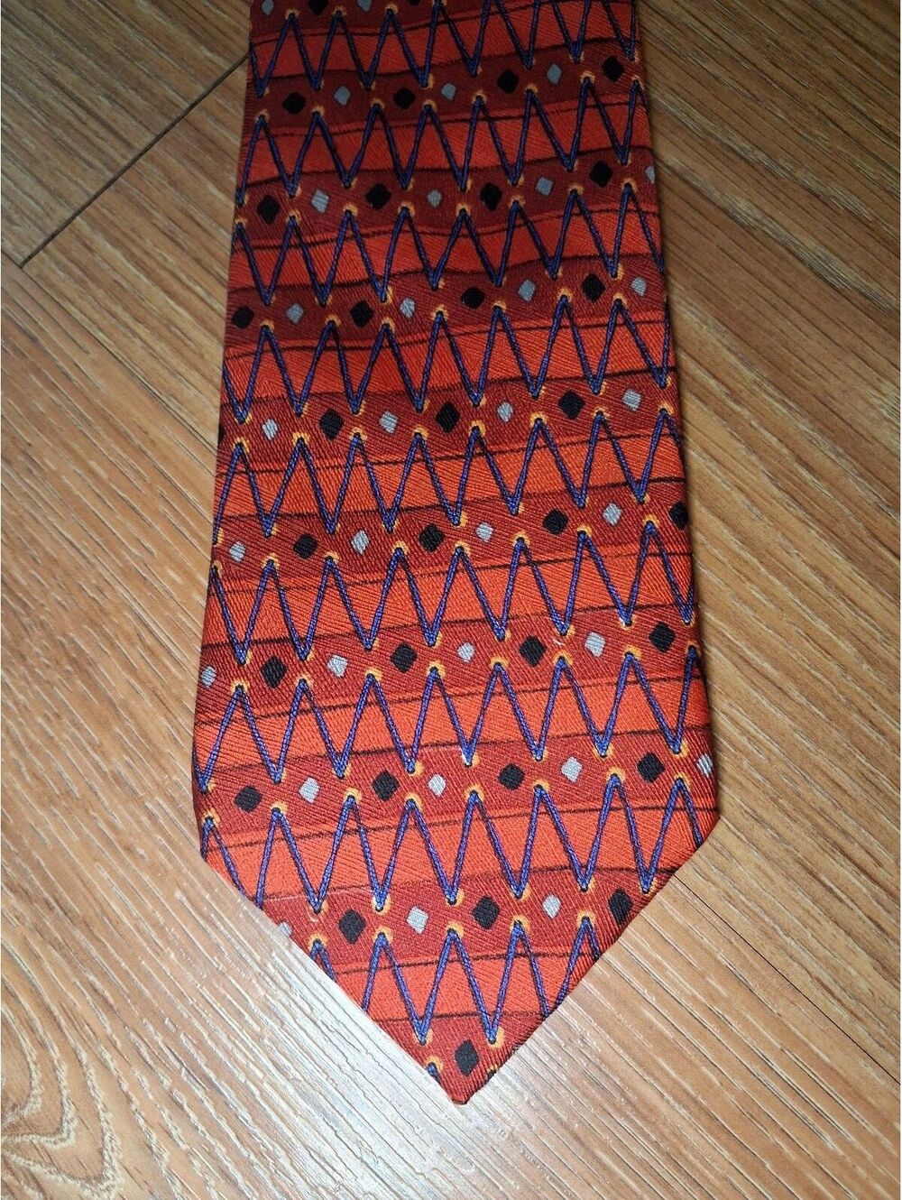 Ike Behar Silk Tie Red Multicolor Handmade in Spain Wide